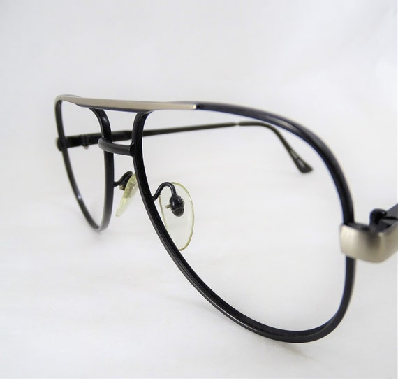 Silver and Black Metal Aviator Eyeglasses, Men's … - image 1