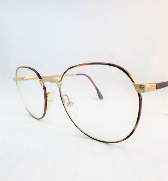 Womens Round Gold Metal Eyeglasses, Tortoise Shell