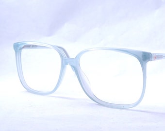 Blue Women's Eyeglasses, Big Square Transparent Clear See Through Glasses, Vintage Designer Liz Claiborne, New Old stock, NOS Frame