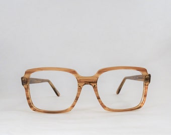 Men's Wood Grain Glasses, Vintage Brown Square Tortoise Shell Eyeglasses, Two Tone New Old Stock Frame, Retro NOS