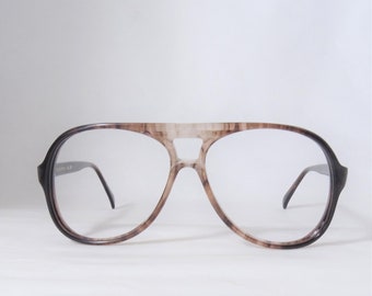 Men's Tortoise Shell Aviator Eyeglasses, Dark Brown Vintage 1990's Glasses, Plastic Frame, Retro NOS, New Old Stock