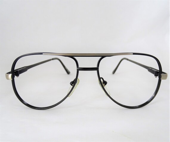Silver and Black Metal Aviator Eyeglasses, Men's … - image 6