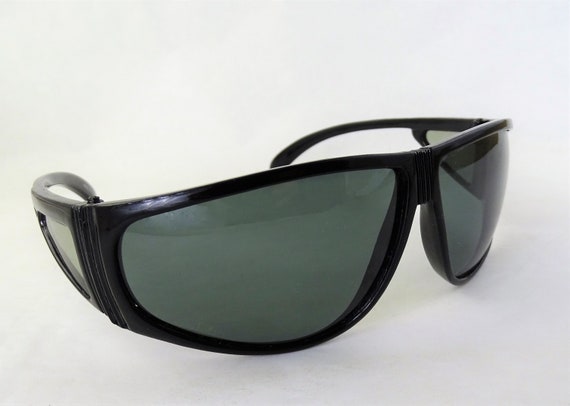 Big Black Cover Up Sunglassses, Wrap Around Side … - image 2