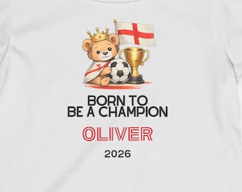 Personalised England Football Baby Bodysuit, Custom Name Champion Toddler T-Shirt