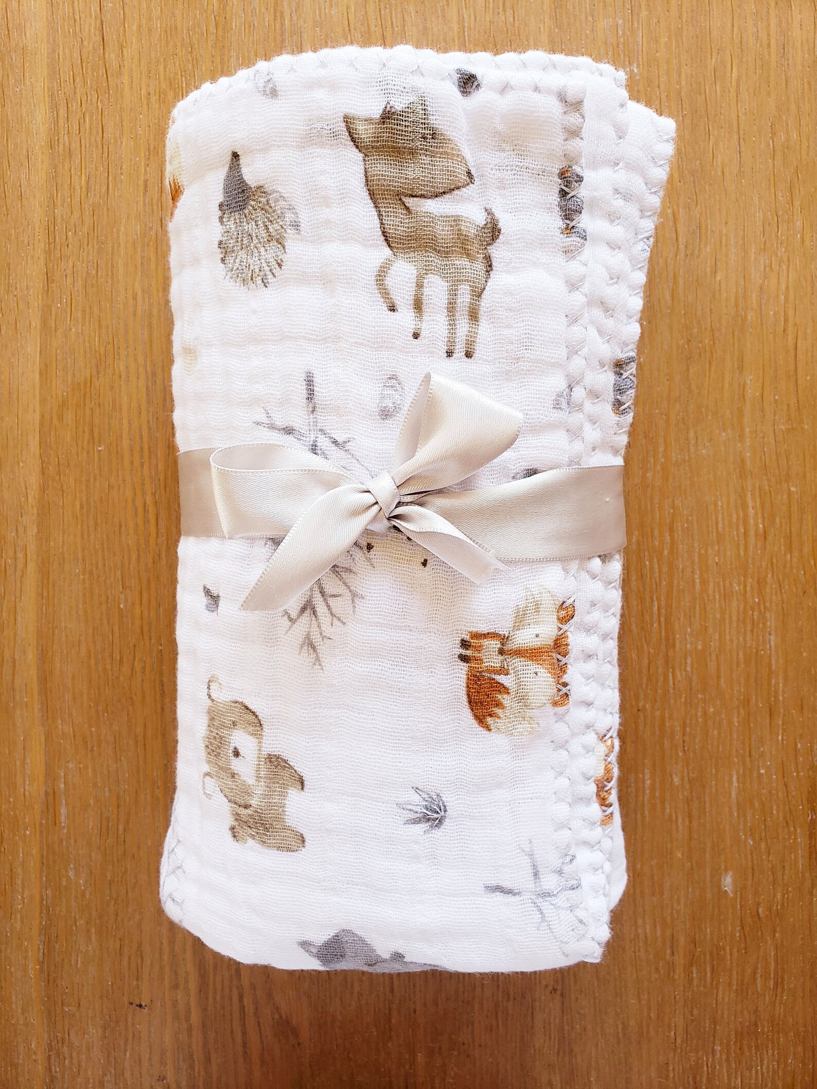 Woodland Animals Gauze Baby Blanket Swaddle Blanket Wrap Etsy