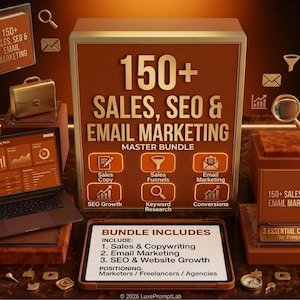 150+Sales Seo and Email Marketing Bundle | Ai Prompt Pack | ChatGPT Prompts for Marketers | Copywriting Funnels and SEO Growth | MRR