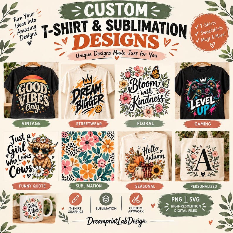 Custom PNG SVG Design, Personalized T Shirt Sublimation Design, Custom ...