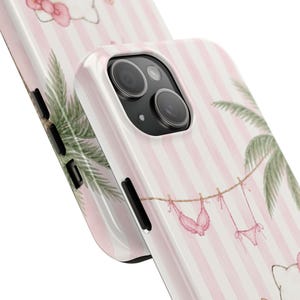 Funda para móvil con forma de tabla de surf de Hello Kitty / Gato playero adorable, rayas rosas imagen 3