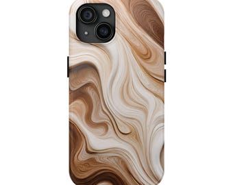 Cocoa Swirl Marble Phone Case | Glossy Impact-Resistant Shell