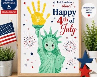 Statue of Liberty Handprint Craft Printable | 4th of July Kids Activity | Independence Day Keepsake | Preschool Craft PDF