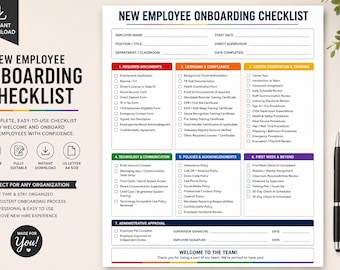 New Employee Onboarding Checklist | Employee Orientation Form | New Hire Paperwork Tracker | HR Checklist | Staff Training Form | Printable