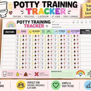Potty Training Tracker Printable | Daycare Potty Log | Preschool Toilet Training Chart | Toddler Bathroom Tracker | Instant Download