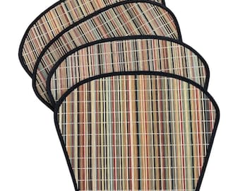 Juego de 4 manteles individuales de bambú vintage, manteles individuales de listones tejidos, decoración bohemia natural para el comedor.