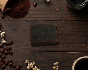 Coffee & Activated Charcoal Artisan Soap | Vegan Handmade Bar | Peppermint + Cedarwood | Deep Cleanse Daily Bar Soap