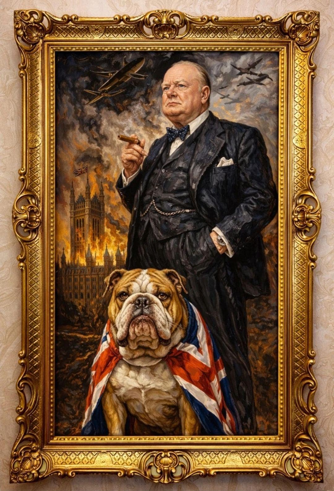 Winston Churchill - World War 2 Blitz Scene Churchill With British ...