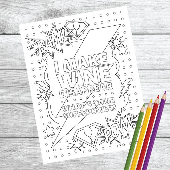 Superpower Wine Wine Therapy Coloring Page Instant Etsy Superpower Wine Wine Therapy Coloring Page Instant Etsy