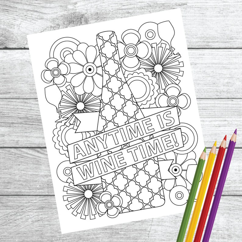 Download Color Me Wino: Wine Therapy Coloring Book PDF DOWNLOAD File | Etsy