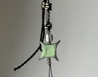 Handmade Beaded Bag Charm | Hand-Painted Gothic Keychain | Dark Academia Accessory | Alternative Purse Charm