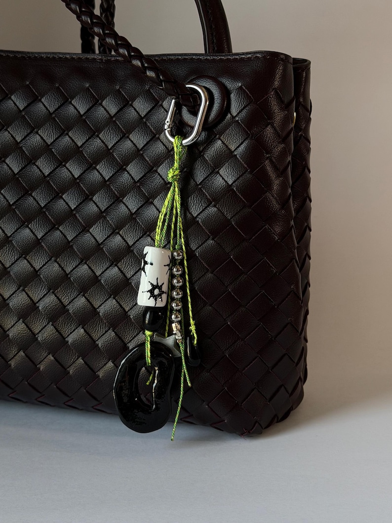 Starry Night Handmade Charm | Unique Beaded Details | Neon Star Link Keychain image 1