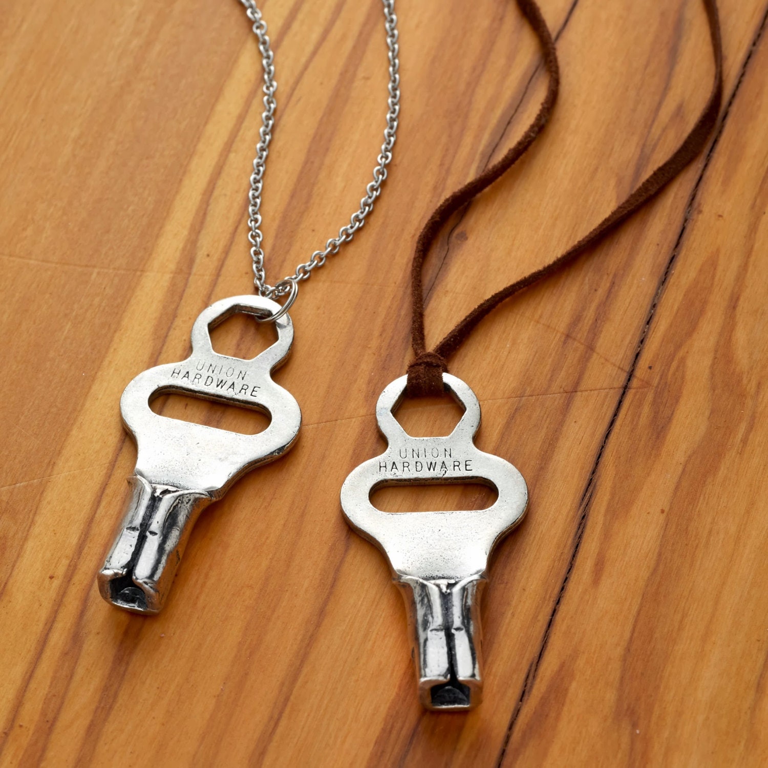 Old Time Roller Skate Key in Pewter Necklace With Stainless