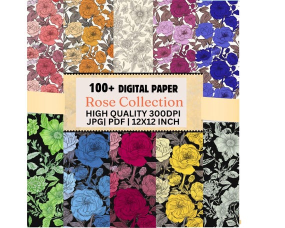 100 Vintage Roses Digital Paper