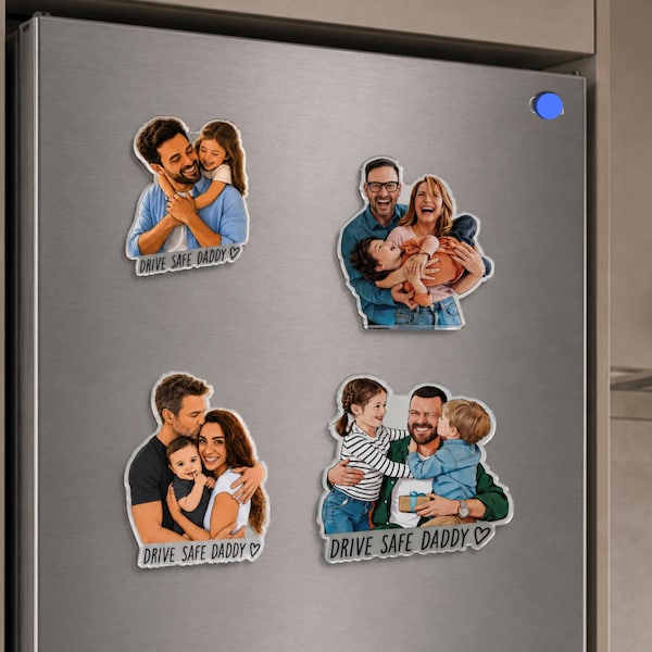 Custom Photo Magnet, Fathers Day Gift For Dad, Gift For Husband, New Dad Gift From Photo Dad And Kids