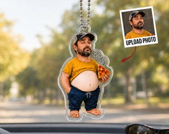 Custom Dad Squishy Belly Car hangend, gepersonaliseerde foto Squishy grappig autoornament, grappig cadeau voor papa Bod, Vaderdagcadeau voor man