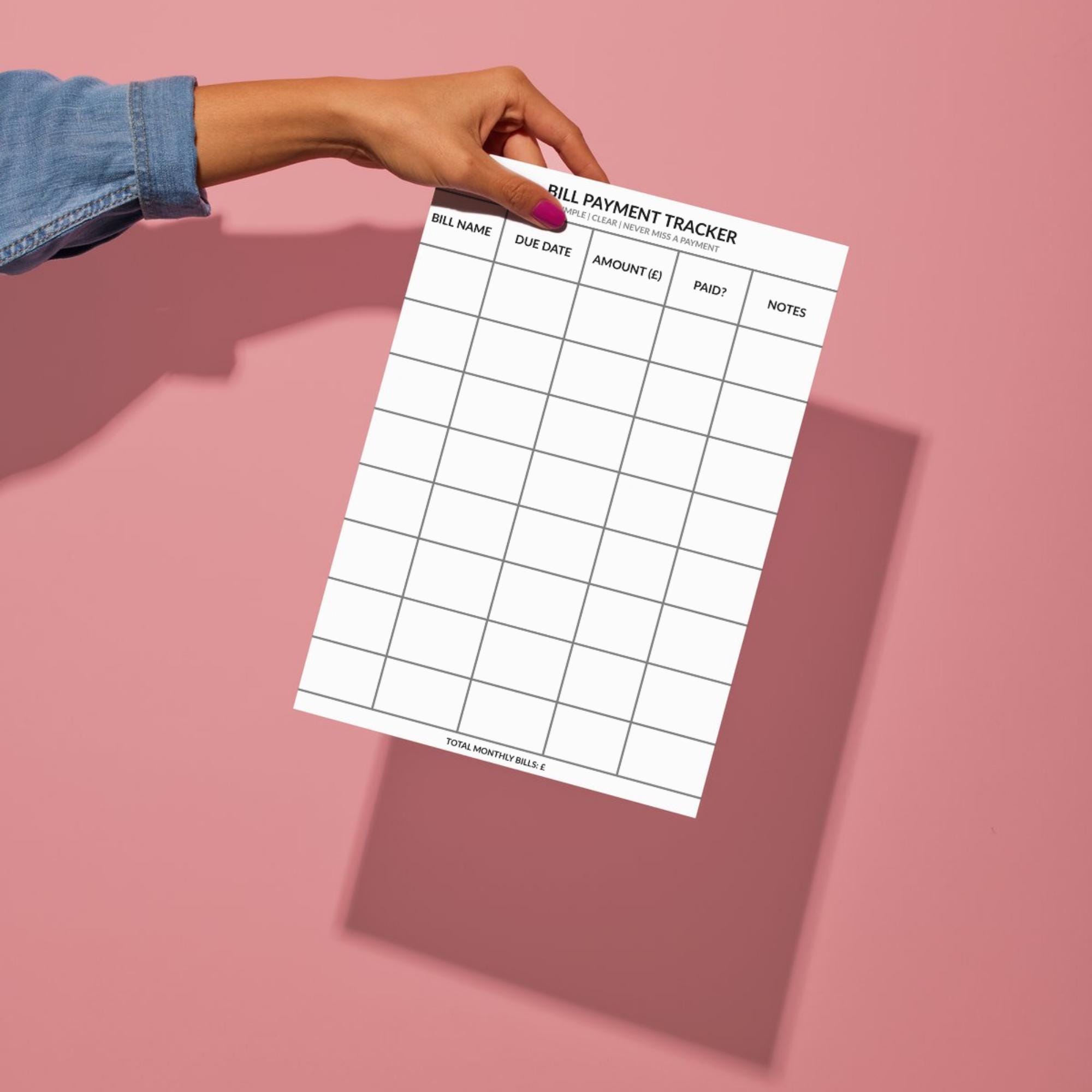 Bill Payment Tracker Printable | Monthly Expense Log | Bill Organiser ...
