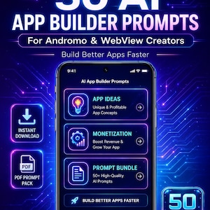 50 AI App Builder Prompts for Andromo & WebView Creators