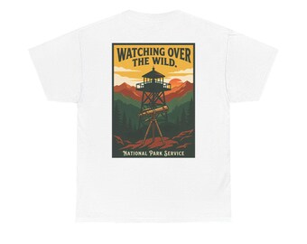 Vintage Park Ranger Tower Sunset Mountains | Graphic Tee