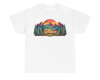 Retro RV Camper Van Sunset 70s Travel | Graphic Tee