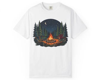 Retro Campfire Cast Iron Skillet Pine Trees | Graphic Tee