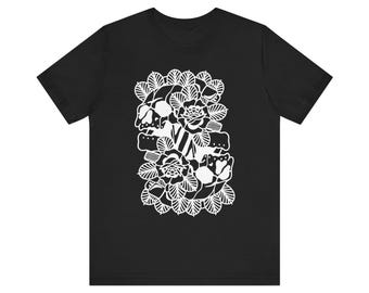 Roses & Skulls Gothic Floral Unisex Tee | Dark Tattoo Art Print