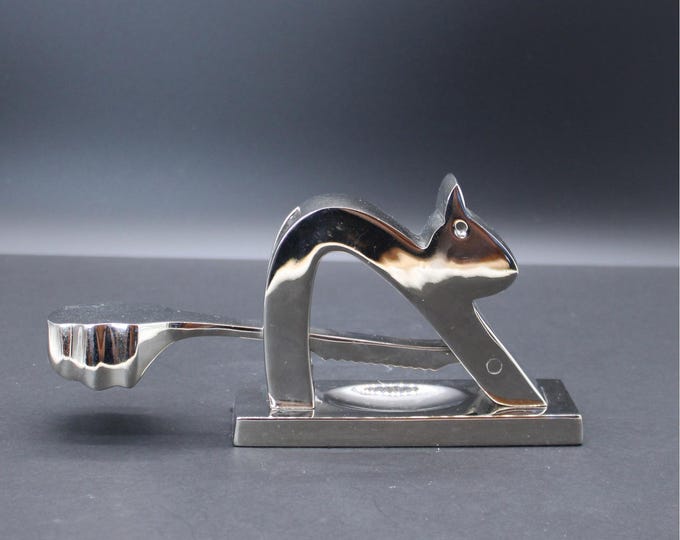Crate & Barrel Chrome Squirrel Nutcracker Vintage Mid-Century Modern Heavy Metal