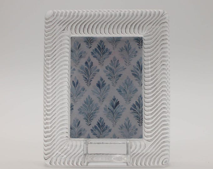 Vintage Mikasa Crystal Picture Frame Heavy Clear Ribbed Wavy Swirl Art Glass