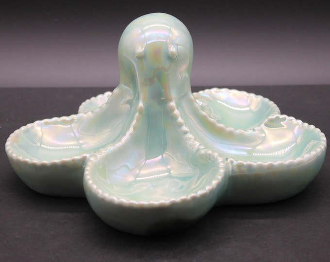 Opalescent Blue Octopus Five Compartment Jewelry Holder