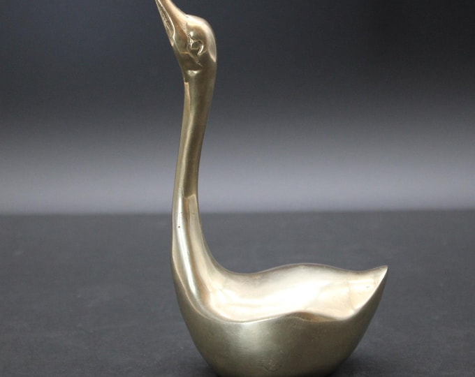 Vintage Solid Brass Swan Figurine Mid Century Modern MCM Figurine Paperweight