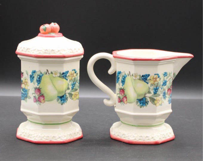 Vintage Avon Sweet Country Harvest Creamer and Lidded Sugar Bowl Set 1980s