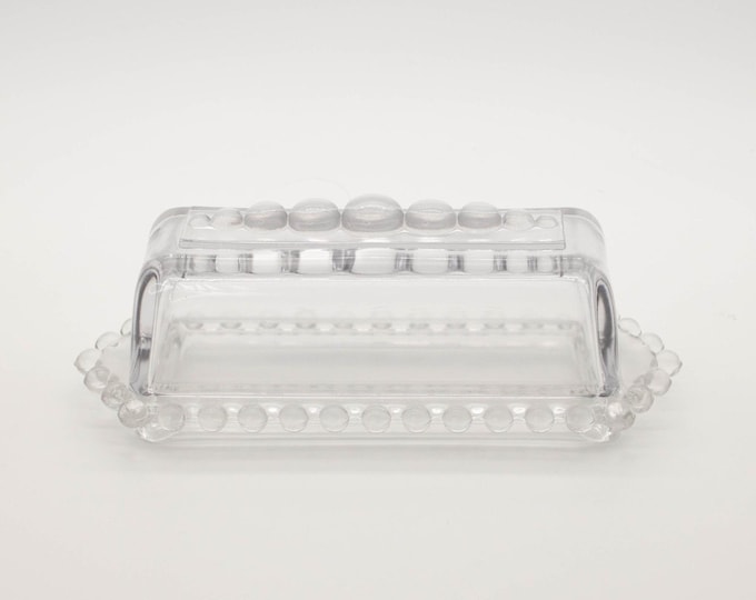 Vintage Imperial Glass Candlewick Clear Glass Covered Butter Dish