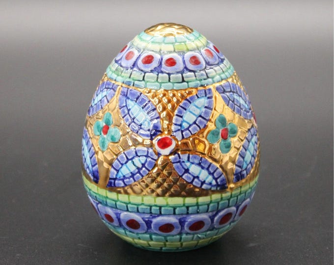 Decorative Hand Painted Ceramic Mosaic Style 24K Gold Egg