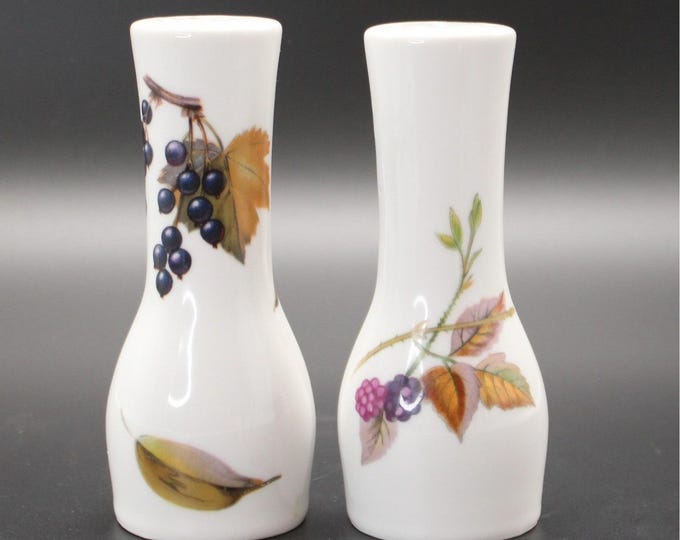 Vintage Royal Worcester Porcelain Evesham English Salt and Pepper Shakers