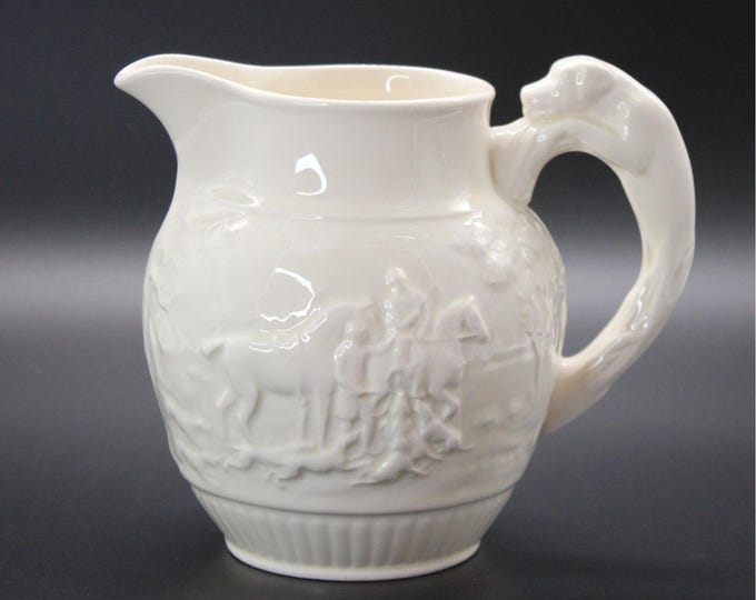 Vintage Wedgwood Creamware Pitcher Devonshire Hound Horse