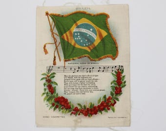 1910's Nebo Cigarettes Tobacco Silk Flag and Anthem Brazil