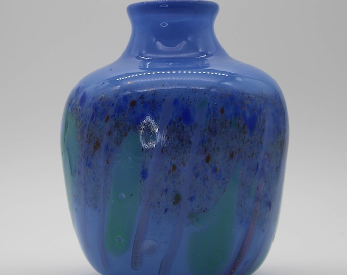 Vintage 1993 Wimberley Glassworks Art Glass Vase Signed Tim de Jong 6.5"