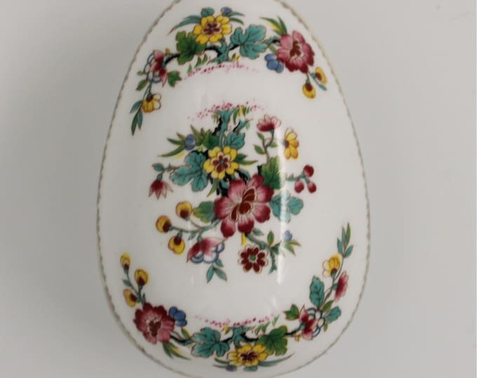 Vintage Coalport Ming Rose Egg Trinket Box Bone China Made in England