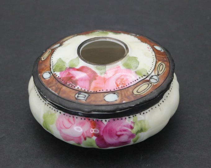Antique Nippon Porcelain Hand Painted Porcelain Hair Receiver
