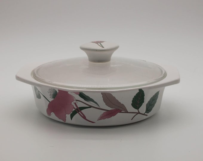 Vintage Mikasa Silk Flowers Fire & Ice 2 Quart Casserole Dish w/ Glass Lid AA009