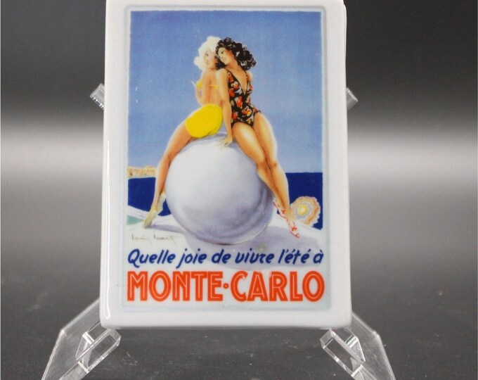 Monte Carlo Vintage Travel Poster Porcelain Trinket Box Jewelry Box