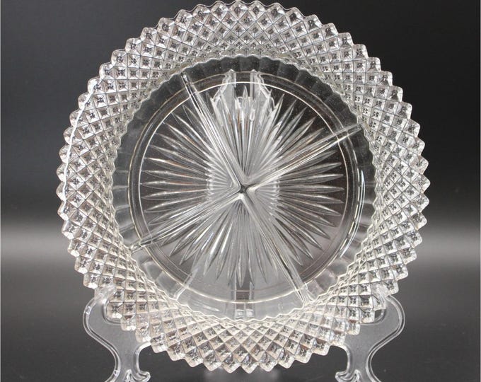 Vintage Anchor Hocking Depression Glass Miss America 4 Compartment Relish Tray