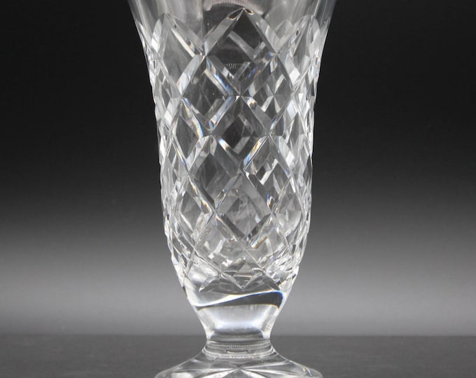 Vintage Waterford Crystal Kinsale 7 inch Footed Bud Vase Diamond Cut Mint